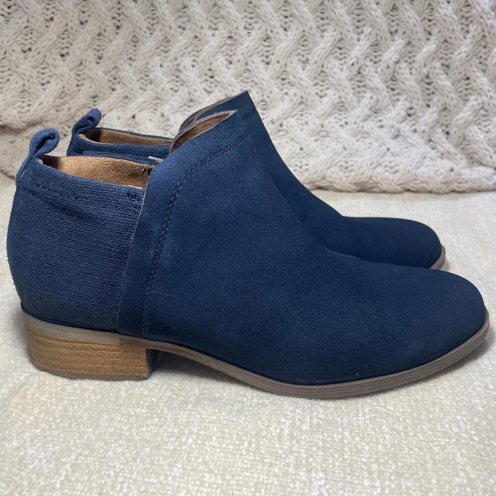 TOMS Women's Dahlia Ankle Boot in Navy Suede/Heritage Canvas SIZE 8.5 - Picture 3 of 9